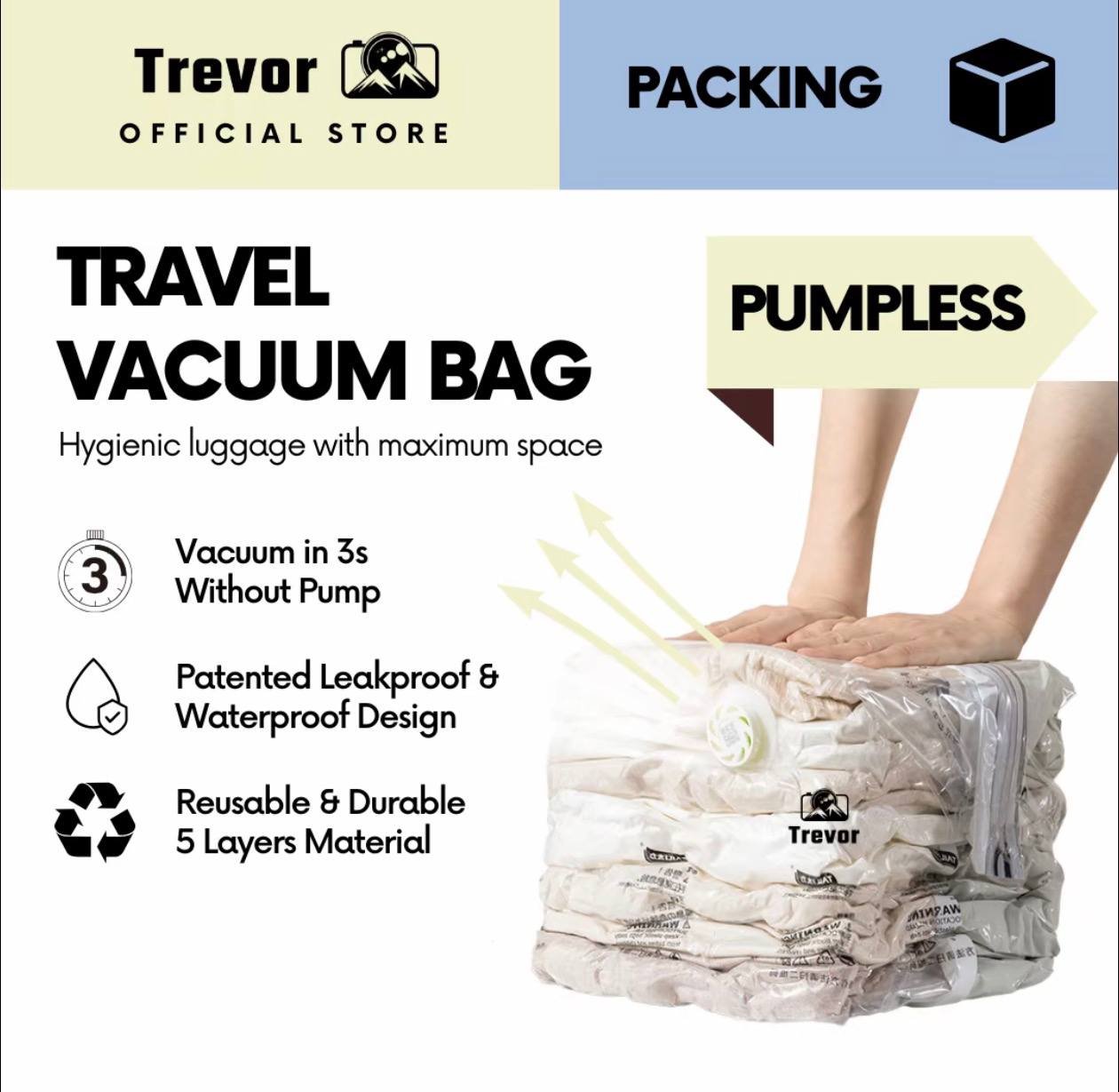 New Improved No Pump Vacuum Bag Compression Bag For Travel Home Clothes Finishing Packing Organizer No Pump Needed SGStock